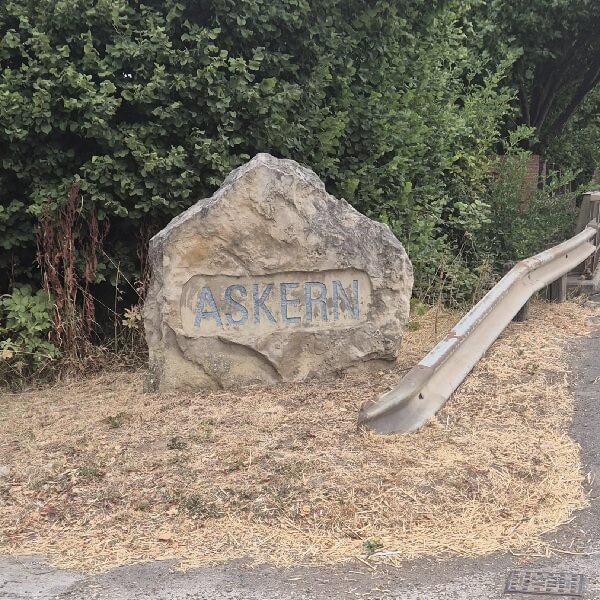 Askern stone village sign in Askern, Doncaster