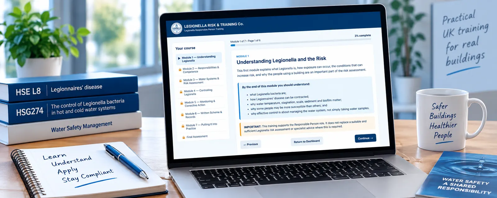 Online Legionella Responsible Person training course available throughout the UK
